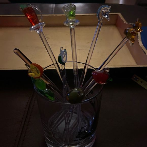 Various Glass drink stirrers and spears 10 Vintage - excellent condition - Picture 1 of 16